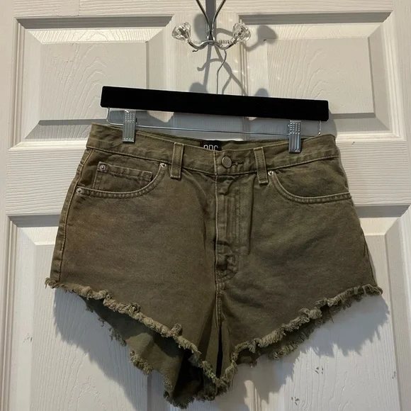 BDG High-Rise Cheeky Green Shorts - Picture 2 of 6